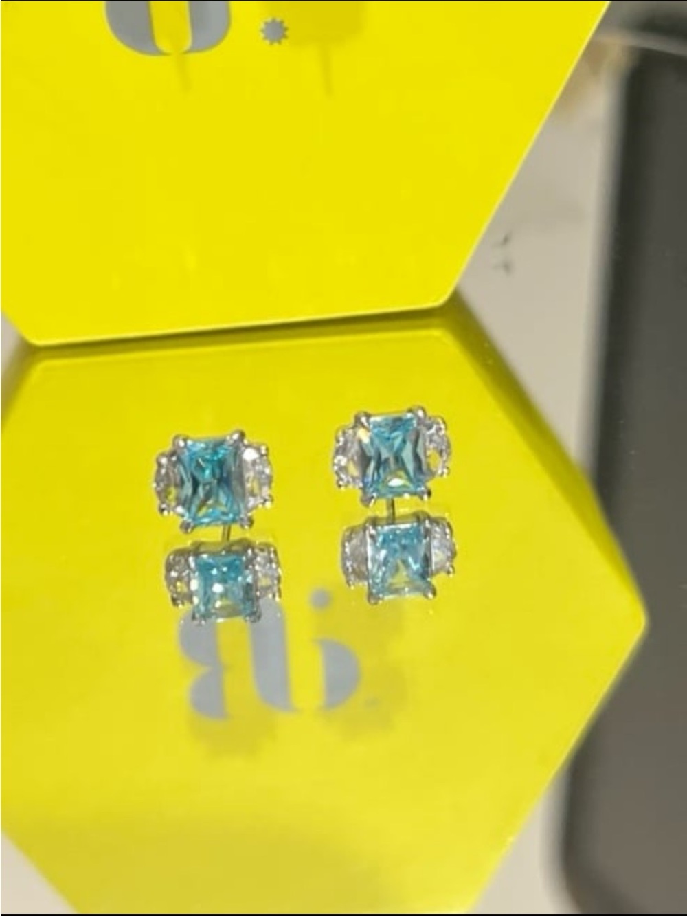 RBP5505 the Sterling club, pure solid, silver aquamarine cubic zirconia earring